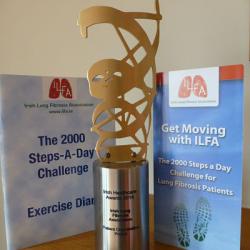 The Irish Healthcare Award beside the Get Moving with ILFA leaflet and the Exercise Diary
