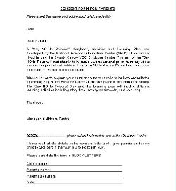 Parent consent form for early years providers