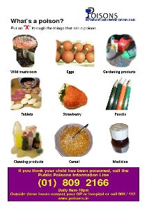 An activity sheet for children to identify what common products are poisons